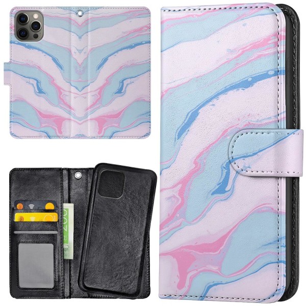 iPhone 12 Pro Max - Plånboksfodral/Skal Marmor multifärg