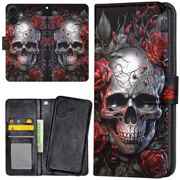iPhone 17 - Plånboksfodral/Skal Skull Roses