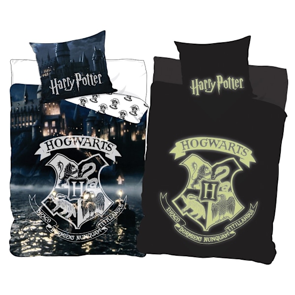 Harry Potter Hogwarts sängkläder som lyser i mörkret, 140×200 cm, 70×90 cm