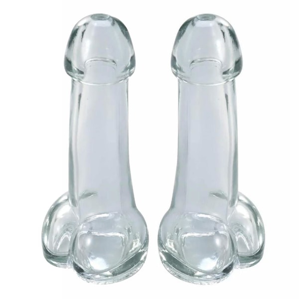 Penis Glas - Shotglas - Penis / Penisglas - Glas - 15 cl Transparent 2-Pack