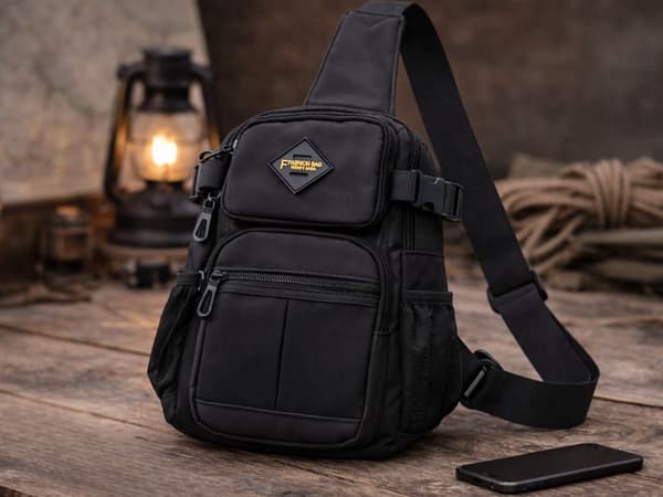 Magväska herr crossbody svart