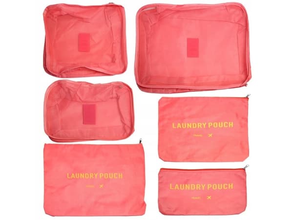 Organizer til Kuffert - 6-dele - Tasker til Rejse Light red