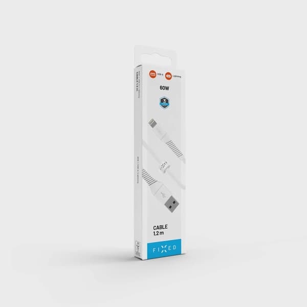 FIXED LIQUID silikonkabel USB-A/Lightning 1.2m Vit