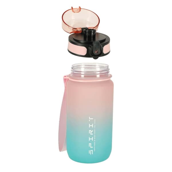 600ml Vattenflaska med Sugrör & Tidsmarkör Rosa