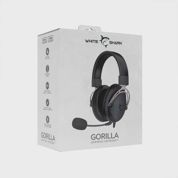 White Shark GORILLA Over-Ear Gaming Headset Svart/Grå