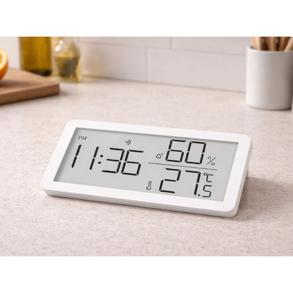 Digital termometer hygrometer med klocka