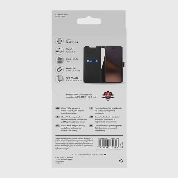 X2O Classic Wallet Plånboksfodral Honor 400 Lite Svart