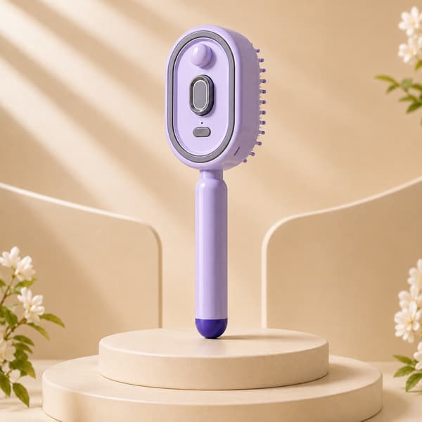 Elektrisk Spraybørste for Hår med Nano-Mist og Selvrensende Børstepigger Purple