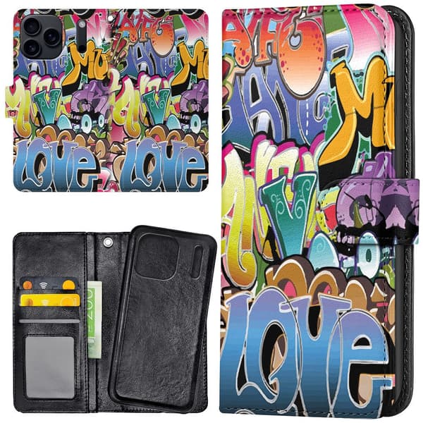 iPhone 17 Pro / 18 Pro - Lommebok Deksel Graffiti