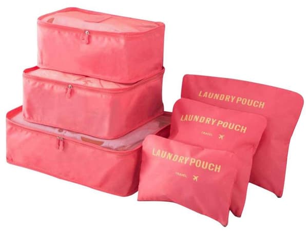 Organizer til Kuffert - 6-dele - Tasker til Rejse Light red