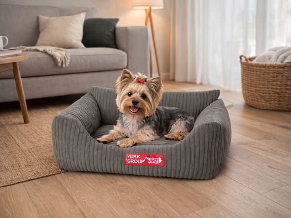 Hund- och kattbädd liten halkfri grå