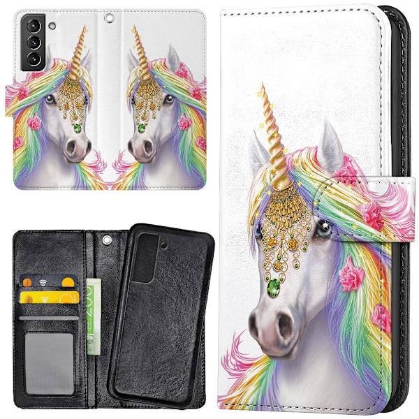 Samsung Galaxy S22 Plus - Lompakkokotelo/Kuoret Unicorn/Yksisarv Multicolor