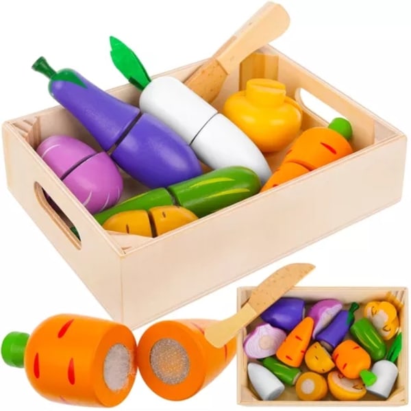 Leksaksgrönsaker för Barn / Träleksak - 9-delar