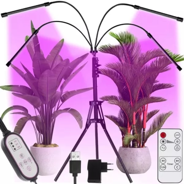Plantelampe med Stativ / Plantebelysning - 4 LED-paneler