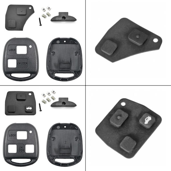 Nøkkelskall / Alarmfob til Toyota - 2 eller 3 knapper Black 3 knappar kit