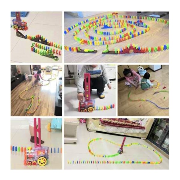 Dominotåg - Tåg som lägger ut dominobrickor multifärg
