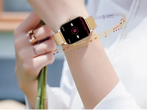 Smartklocka dam herr gummiarmband sport Bluetooth-samtal guld Guld