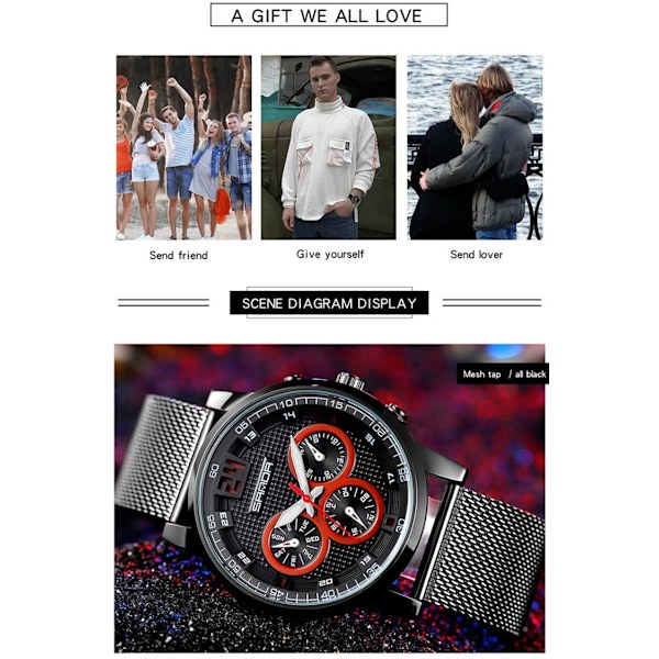 Quartz Klocka / Armbandsur - Svart Black