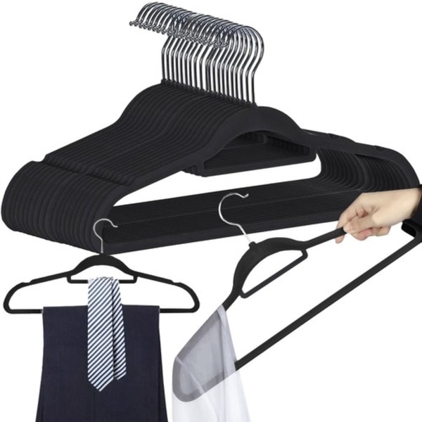 20-Pak - Velvet Hangers / Clothes Hangers - Clothes Hangers Black