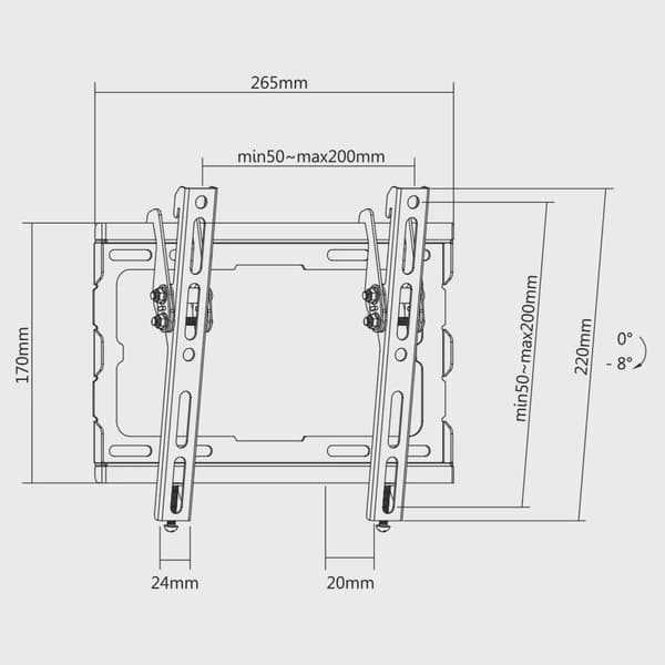SBOX Tiltbart Fäste VESA 200/43"/45kg Svart