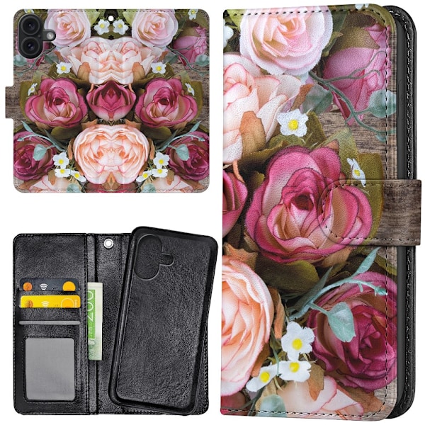 iPhone 16 Plus - Lommebok Deksel Blomster