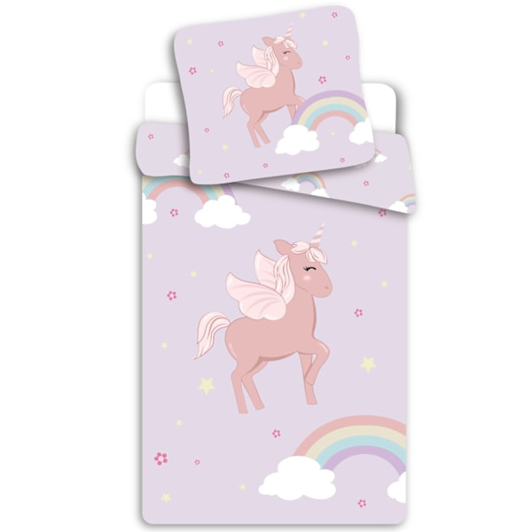 Unicorn Molnig Rosa Sängkläder Set 140×200 cm, 70×90 cm