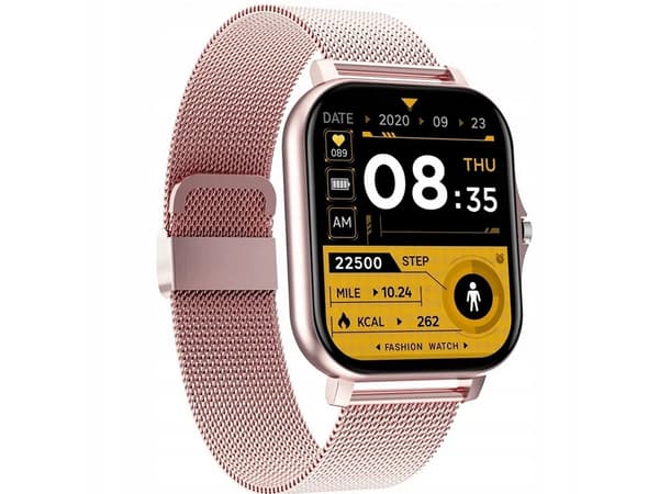 Smartklocka dam herr gummiarmband sport Bluetooth-samtal rosa Pink