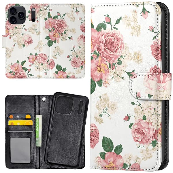 iPhone 17 / 18 Pro Max - Lompakkokotelo/Kuoret Retro Kukat