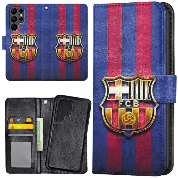 Samsung Galaxy S22 Ultra - Plånboksfodral/Skal FC Barcelona multifärg
