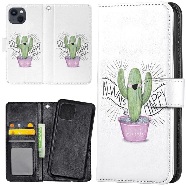 iPhone 15 - Plånboksfodral/Skal Happy Cactus