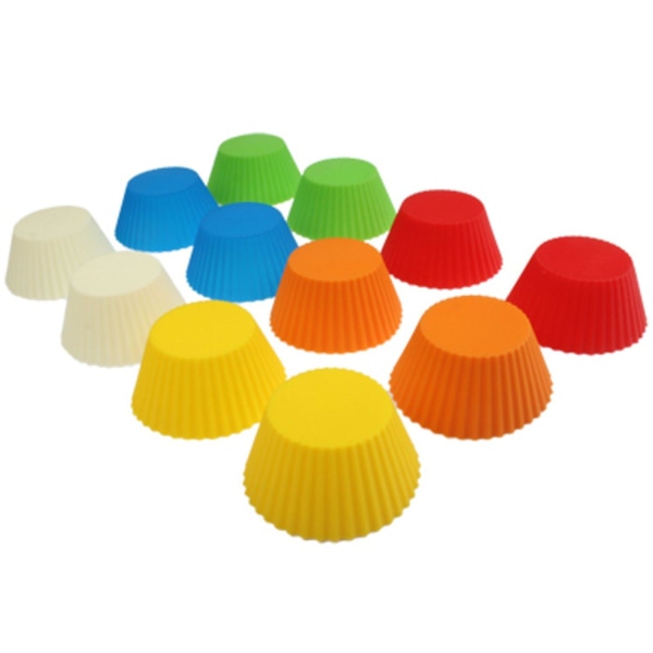 12-Pak Silikone Muffin Forme / Bolde Forme - Forme Multicolor