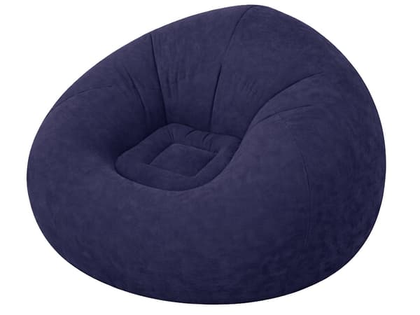 Uppblåsbar sittpuff velour Dark blue