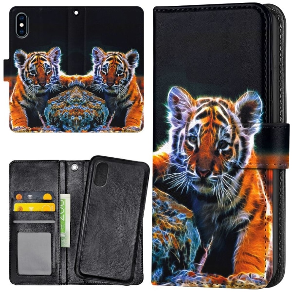 iPhone X/XS - Plånboksfodral/Skal Tigerunge