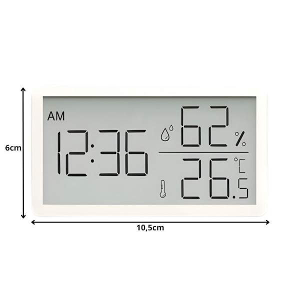 Digital termometer hygrometer med klocka
