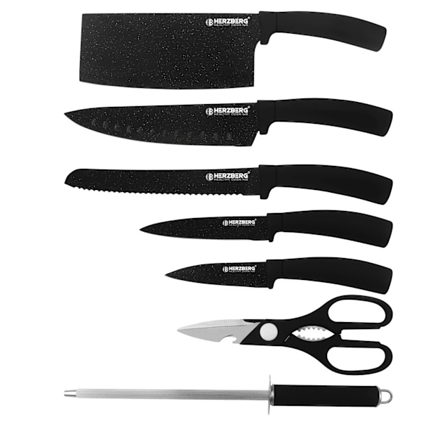 Knivset med Knivställ - 8-delar Marmor