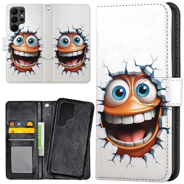 Samsung Galaxy S23 Ultra - Lommebok Deksel Emoji