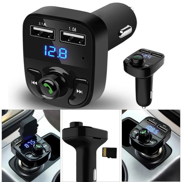 Bluetooth FM-sändare & Billaddare - USB-Laddare Svart