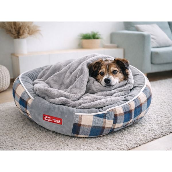 Hundbädd mjuk fluffig small medium Grey
