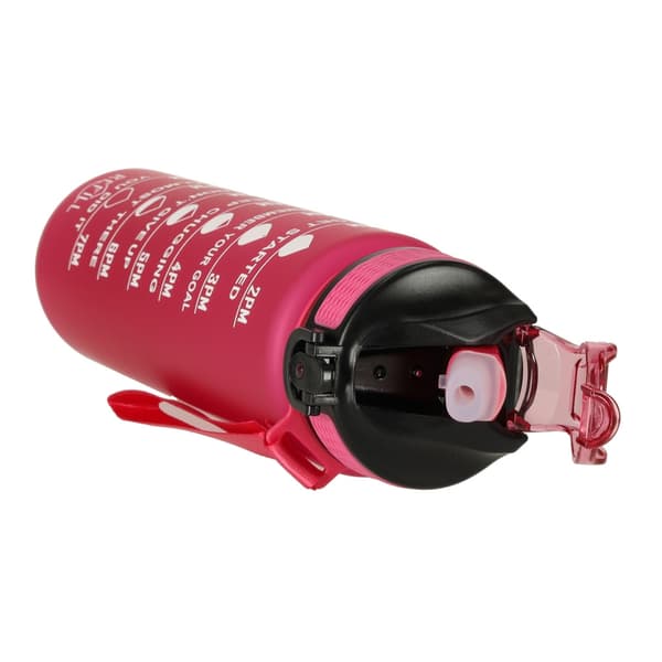 Vattenflaska med Sugrör & Tidsmarkör - 1L Rosa