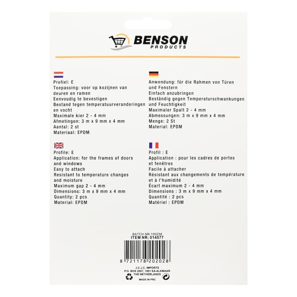 Tätningslist E-profil 2 x 3 m vit