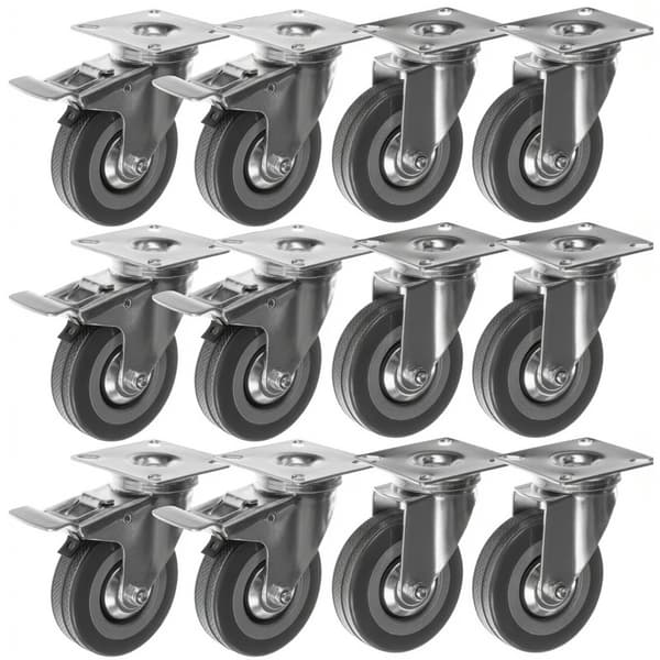 Svingbare Kædehjul med Bremse - Transportruller 16-Pack