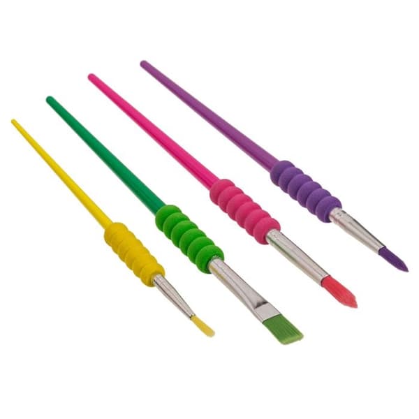 4-Pak - Pensler - Malepensler med mykt grep Multicolor