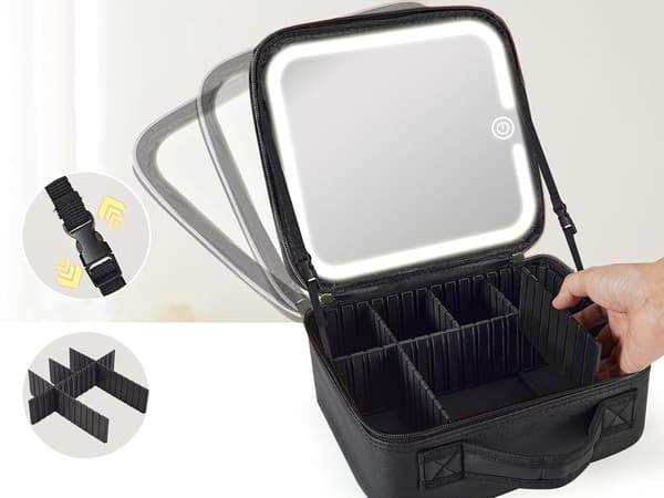 Sminkväska med LED spegel Black