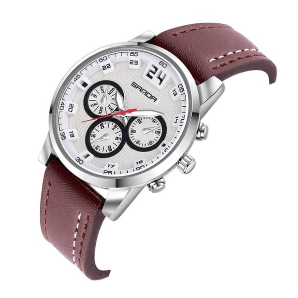Quartz Klocka / Armbandsur - Brun/Silver Silver