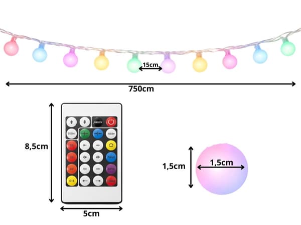 LED RGB ljusslinga USB app fjärrkontroll