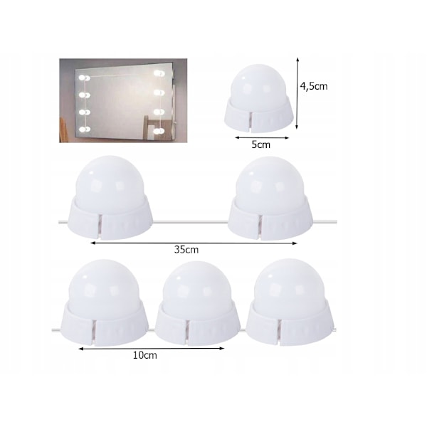 10st LED-lampor till Sminkspegel Sminkbord - Fäst runt spegel
