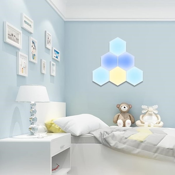 Hexagon Væglampe / LED-lampe i 6 moduler – Fjernstyret