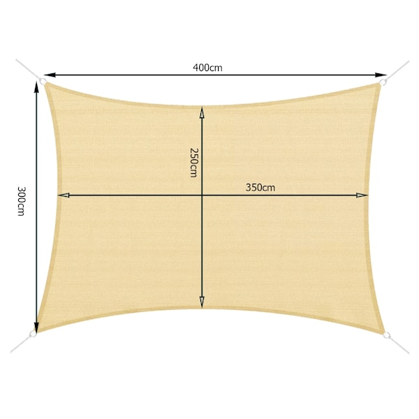Solsegel / Segelduk - Vattentät - 4x3 m Beige