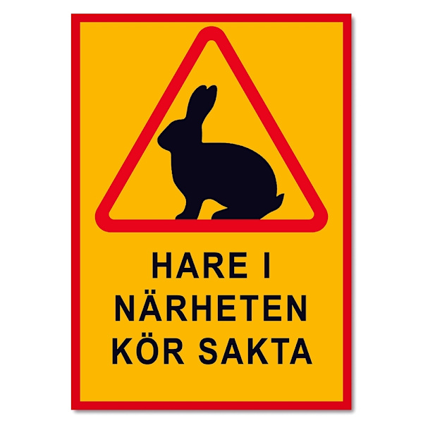 Varningsskylt "Hare I Närheten" - Skylt / Trafikskylt MultiColor A4 2-Pack