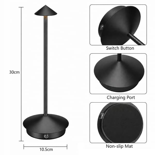 Bordlampe / Skrivebordslampe - Trådløs LED-lampe Black